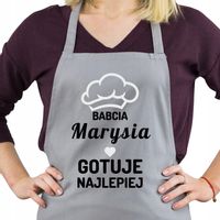 Szary fartuch kuchenny z nadrukiem prezent dla babci dziadka