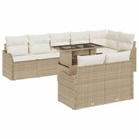 Zestaw Sof na Ogród 9 pcs Beżowy 100 x 55 x 73 cm Polirattan