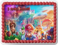 PROSTOKĄTNY OPŁATEK NA TORT A4 20x29CM - SUPER MARIO BROS + IMIĘ