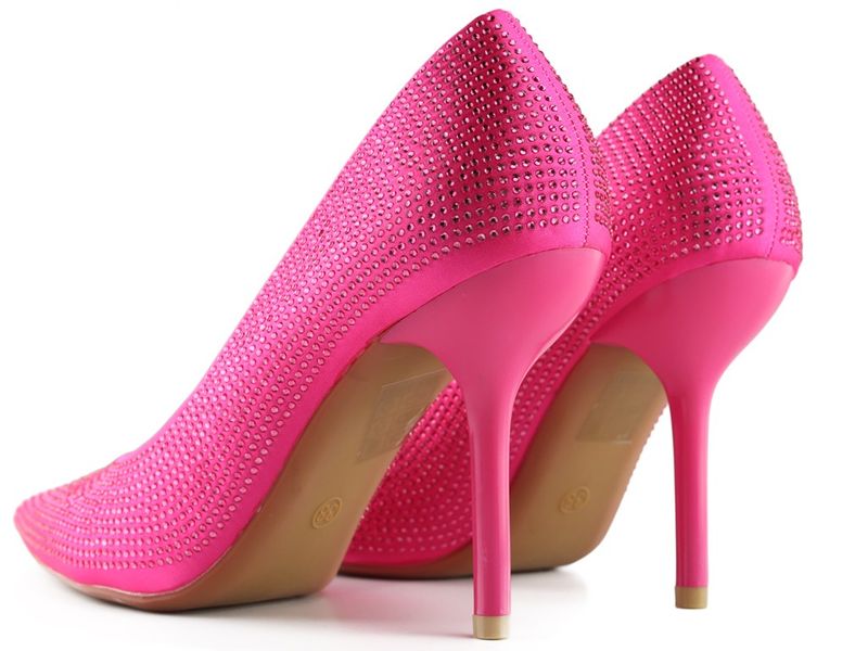 Różowe szpilki damskie zdobione cyrkoniami 37 zdjęcie 7