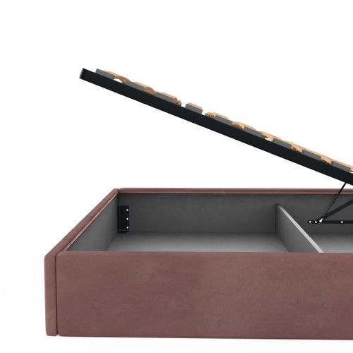 ŁÓŻKO TAPICEROWANE 140x200 ŁÓŻKO PODWÓJNE PREMIUM Z POJEMNIKIEM BRUDNY RÓŻ na Arena.pl