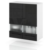 Szafka Kuchenna Wisząca Witryna Modułowa 60cm Spremium Czarny Połysk