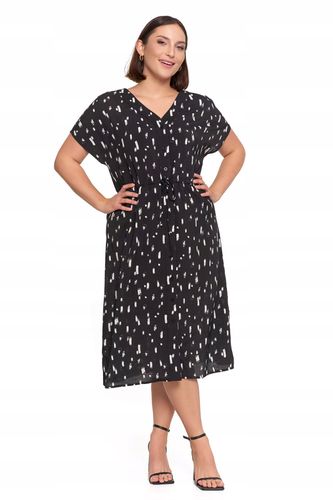 Sukienka Damska Midi Wiskozowa Wzorzysta Elegancka na Lato CZARNA MORAJ S na Arena.pl