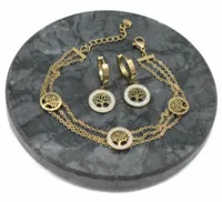 KOMPLET ZŁOTY 2 cz DRZEWKA SZCZĘŚCIA STAL CHIRURGICZNA 316 L