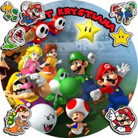 OPŁATEK NA TORT 20CM - SUPER MARIO BROS + IMIĘ + GRATIS! 15CM 18CM
