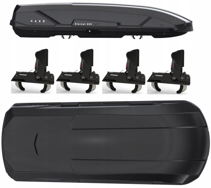 BAGAŻNIK DACHOWY BOX BOKS KUFER HAKR ETERNAL 600 Litrów CZARNY POŁYSK zdjęcie 1