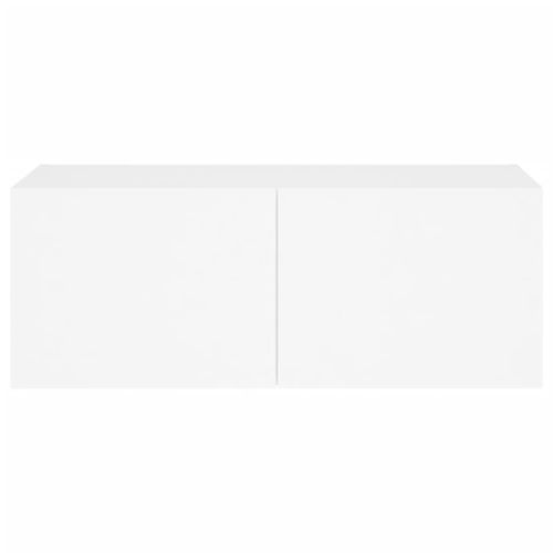 Ścienna szafka TV z LED, biała, 80x35x31 cm na Arena.pl