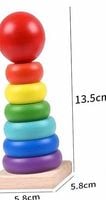 Kolorowa drewniana wieża układanka z kółek dla malucha