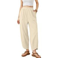 Spodnie palazzo dresowe damskie szerokie nogawki wysoki stan beżowe M