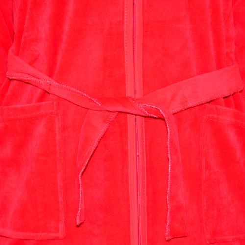 Ciepły bawełniany szlafrok podomka welurowa Rozmiar: 4XL, Kolor: Czerwony na Arena.pl