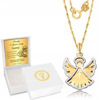 ZŁOTY MEDALIK ŁAŃCUSZEK 585 CHRZEST KOMUNIA GRAWER