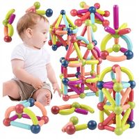 KLOCKI MAGNETYCZNE EDUKACYJNE KONSTRUKCYJNE RURKI MAGNETIC STICKS XXL 66 EL