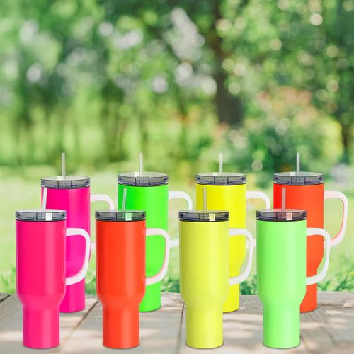 Matowy kubek podróżny 1200 ml neonowy pomarańczowy z Twoim nadrukiem na Arena.pl