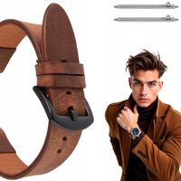 Pasek skorzany do zegarka 22mm, Uniwersalny, Rozmiar L