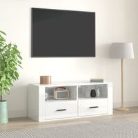 Szafka pod TV, wysoki połysk, biała, 100x35x40 cm