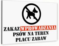 Tabliczka znak informacyjny 30x20 Biała ZAKAZ WPROWADZANIA PSÓW Nierdzewna
