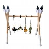 Stojak edukacyjny BABY GYM z 4 zawieszkami -naturalna zabawka dla