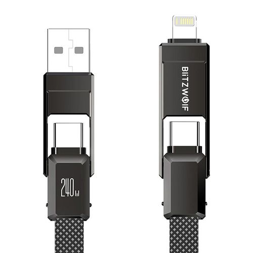Kabel USB 4w1 Blitzwolf BW-HDC7 USB+C+Lightning 240W 1,2m (czarny) na Arena.pl