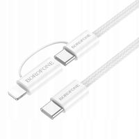 2 x Kabel USB 1m Borofone USB-C - USB-C typ C PD +Lightning 60W 3A 100cm