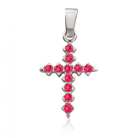 SREBRNY KRZYŻYK OZDOBNY Z CYRKONIAMI SREBRO PRÓBY 925 DOSTĘPNY W RÓŻNYCH KOLORACH zdjęcie 1