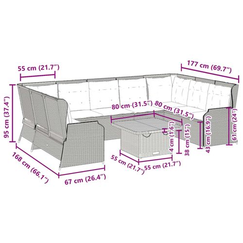 7-cz. zestaw wypoczynkowy do ogrodu, poduszki, czarny rattan PE na Arena.pl