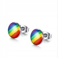 Kolczyki TĘCZOWE TĘCZA LGBT Okrągłe Stalowe PL48h