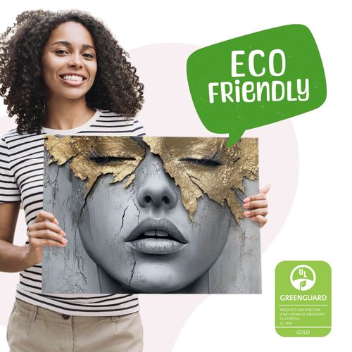 Obraz Canvas Beton Abstrakcja Kobieta Portret Elementy Złota 90cm x 60cm na Arena.pl