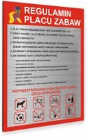 REGULAMIN PLACU ZABAW TABLICZKA INFORMACYJNA ALUMINIOWA