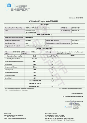 Susz konopny CBD Orange Bud 100 g na Arena.pl