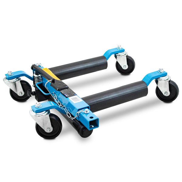 Wózek manewrowy hydrauliczny pod koła 4 sztuki niebieski zdjęcie 2