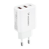 ładowarka sieciowa 100-240v 30w usb-c 2x usb-a biała