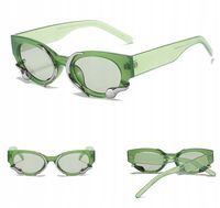 OKULARY DAMSKIE owalne PRZECIWSŁONECZNE Zielone Filtr UV400 + Etui