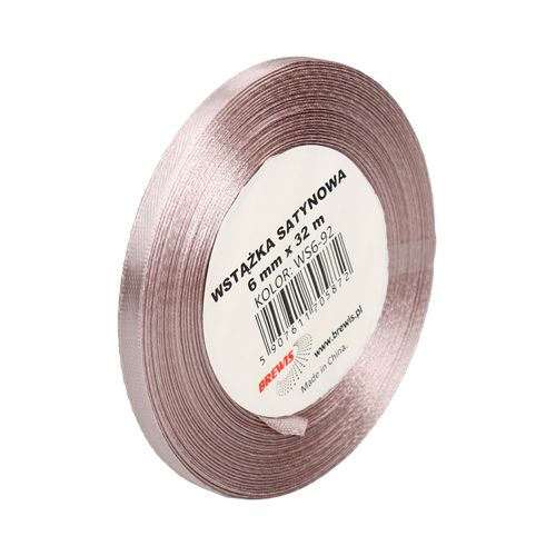 WSTĄŻKA SATYNOWA 6MM X 32M WS6-92 BREWIS PUDROWY RÓŻ na Arena.pl