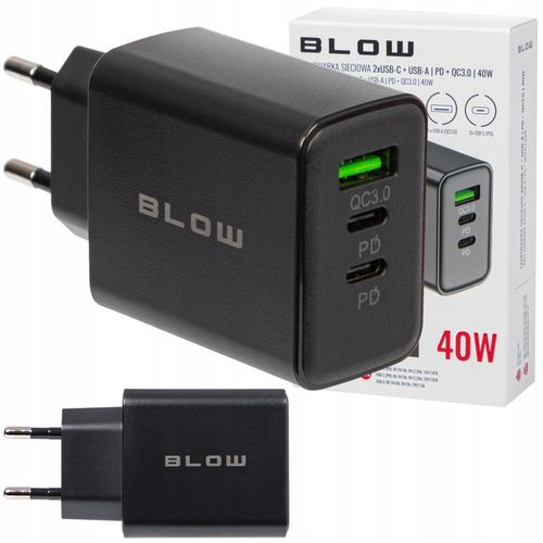 SZYBKA ŁADOWARKA SIECIOWA GNIAZDO USB + 2x USB-C QC PD 40W UNIWERSALNA na Arena.pl