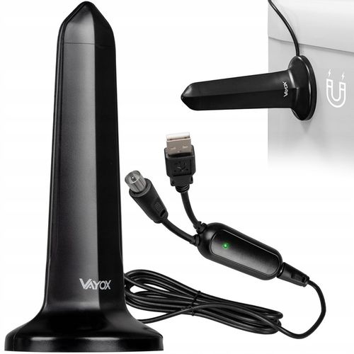 ANTENA POKOJOWA DVB-T2 DO TV NAZIEMNEJ DOOKÓLNA AKTYWNA MAGNES USB 4K VAYOX na Arena.pl