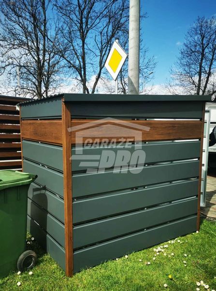 Wiata śmietnikowa spad tył 1,3x2m zielona + drewno Schowek GP291 zdjęcie 8