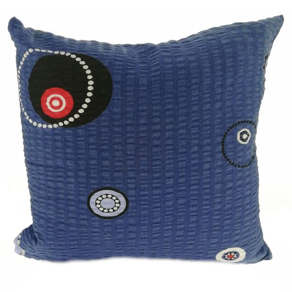 Poszewka z kory 40x40 wzór okręgi na błękicie zdjęcie 2