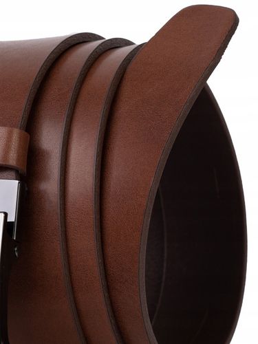 Pasek SKÓRZANY męski Klamra automat BRĄZOWY spodni na Arena.pl