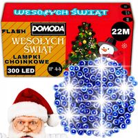LAMPKI CHOINKOWE 300 LED FLASH ZEWNĘTRZNE WEWNĘTRZNE ŚWIĄTECZNE NIEBIESKIE