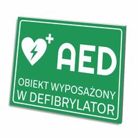TABLICZKA AED DEFIBRYLATOR ZIELONA 3 MM 32x21 CM PCV UV
