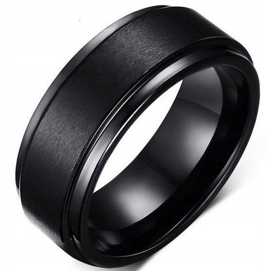 Czarna Obrączka z Wolframu Damsko Męska zdjęcie 3