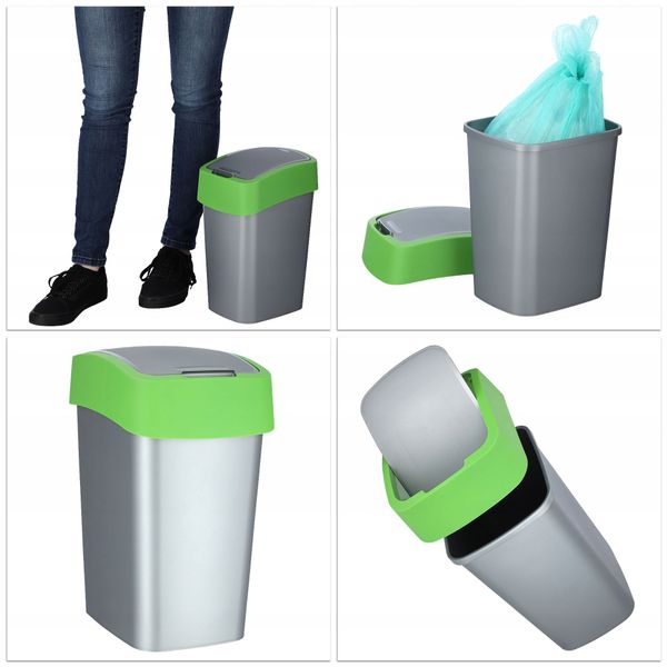 Curver Kosz Na Śmieci Pojemnik Biuro 10L Zielony zdjęcie 4