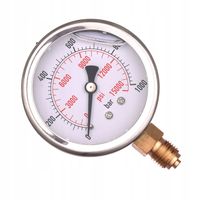 Manomet ciśnieniomierz Zegar Glicerynowy 63mm 0-1000 bar Gwint 1/4" Dolny