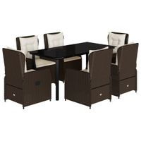 7-cz. zestaw mebli ogrodowych, z poduszkami, brązowy, rattan PE