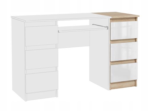 Wąska Szafka Do Biura Salonu 3 Szuflady Dostawka Jaris Sonoma Biały Połysk na Arena.pl