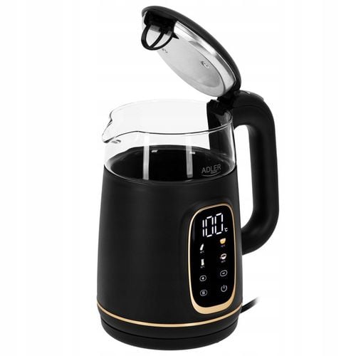 CZAJNIK ELEKTRYCZNY Z REGULACJĄ TEMPERATURY SZKLANY 1,7L Czarny Do na Arena.pl