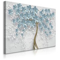Obraz Na Płótnie Abstrakcyjne Drzewo Z Niebieskimi Kwiatami 40cm x 30cm