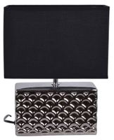 Lampa ceramiczna srebrna z czarnym abażurem prostokątna