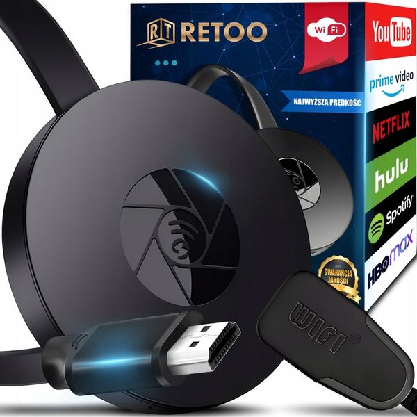 BEZPRZEWODOWY ADAPTER HDMI WIFI CHROMECAST MIRRORSCREEN 2W1 zdjęcie 1