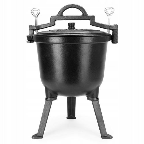 KOCIOŁEK MYŚLIWSKI ŻELIWNY EMALIOWANY GARNEK STOJĄCY NA OGNISKO 10L na Arena.pl